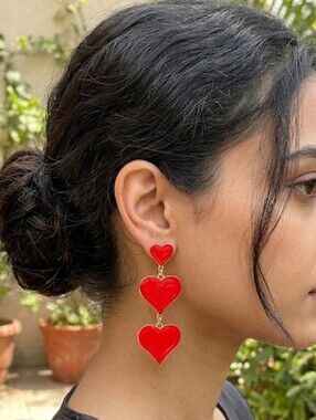 Red Heart Shaped Earrings